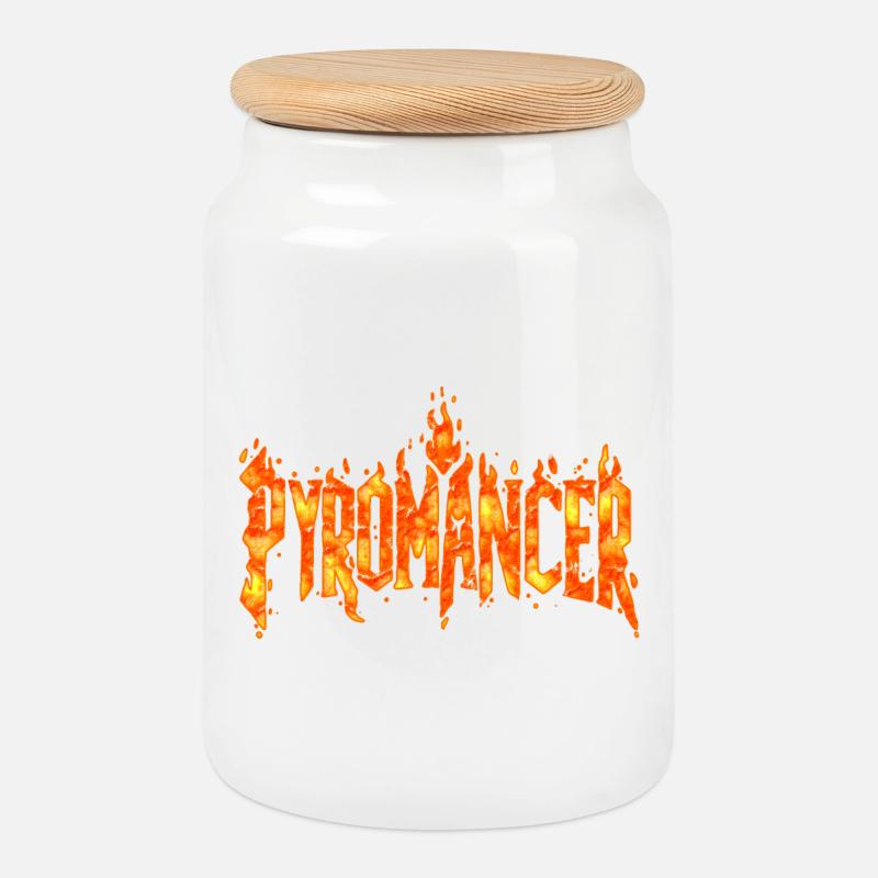 Pyromancer - Cookie Jar with Wooden Lid - white