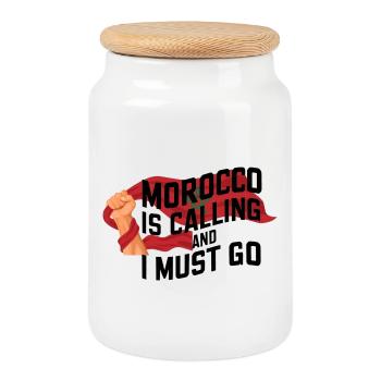 Morocco is calling and i must go - Cookie Jar with Wooden Lid - white - Front