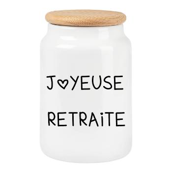 RETRAITE. RETRAITE. RETRAITEE. JOYEUSE RETRAITE - Boîte à biscuits avec couvercle en bois - blanc - Devant