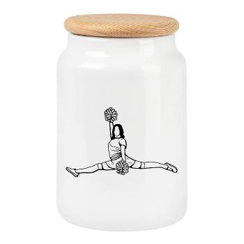 Cheerleader - Cookie Jar with Wooden Lid - white - Front