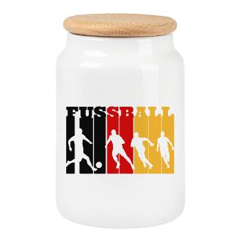 German football - Cookie Jar with Wooden Lid - white - Front