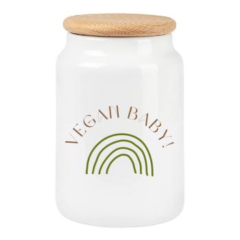 VEGAN BABY! - Keksdose mit Holzdeckel - Weiß - Vorne