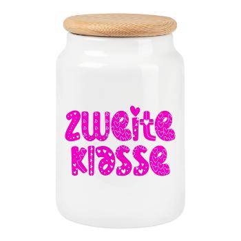 Grundschule 2 Klasse - Zweite Schulklasse - Keksdose mit Holzdeckel - Weiß - Vorne