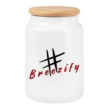 Breezify Hatch Tag Slogan - Keksdose mit Holzdeckel - Weiß - Vorne