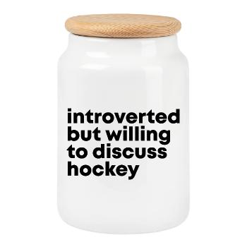 Hockey Hockey Hockey - Boîte à biscuits avec couvercle en bois - blanc - Devant