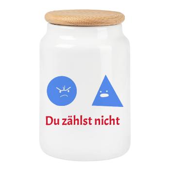 Du zählst nicht: Geometrie-Humor - Keksdose mit Holzdeckel - Weiß - Vorne