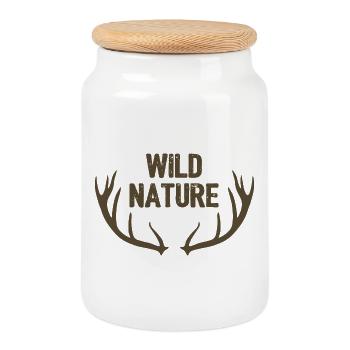 Bois de cerf & Nature sauvage - Boîte à biscuits avec couvercle en bois - blanc - Devant