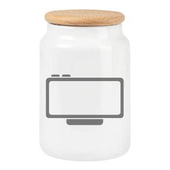 G:YM Neon Console Glyph - Cookie Jar with Wooden Lid - white - Front