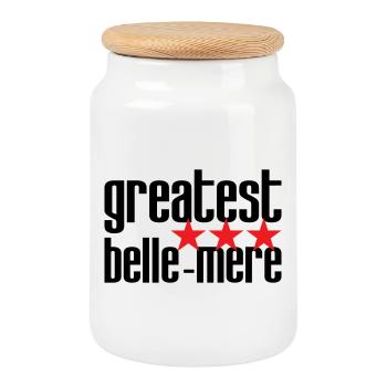 Best Mother-in-Law in the World - Cookie Jar with Wooden Lid - white - Front