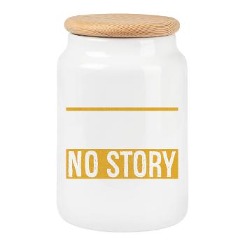 no risk no story - Cookie Jar with Wooden Lid - white - Front