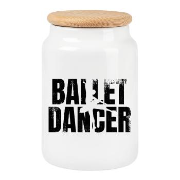 Ballet Dancer - Cookie Jar with Wooden Lid - white - Front