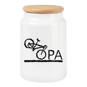 bester Opa Fahrrad Mountainbike Radeln Kritzeln - Keksdose mit Holzdeckel - Weiß - Vorne