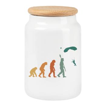 Evolution Retro Paragliding - Cookie Jar with Wooden Lid - white - Front