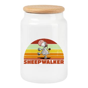 Sleepwalker Sleepwalker Sheep Pun - Cookie Jar with Wooden Lid - white - Front