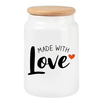 Made With Love two-tone - Cookie Jar with Wooden Lid - white - Front
