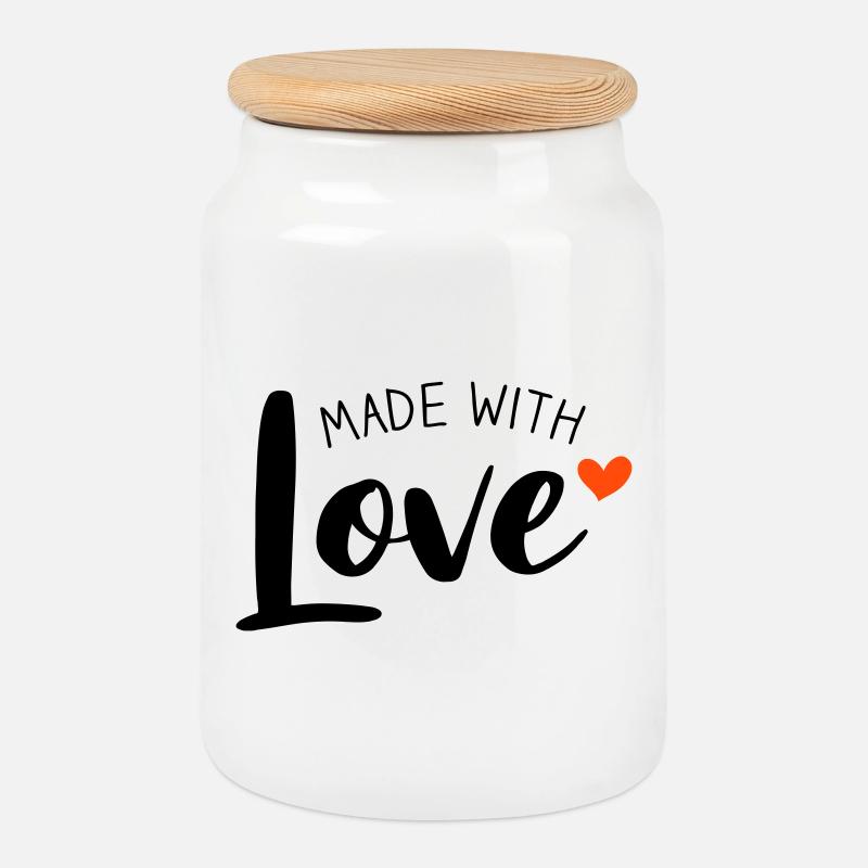 Made With Love zweifarbig - Keksdose mit Holzdeckel - Weiß