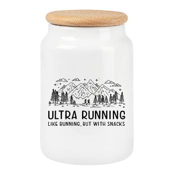 Ultra Running - Comme la course à pied, mais avec des collations - Boîte à biscuits avec couvercle en bois - blanc - Devant
