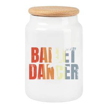 Vintage Ballet Dancer - Cookie Jar with Wooden Lid - white - Front