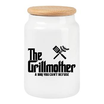 The Grillmother - Cookie Jar with Wooden Lid - white - Front