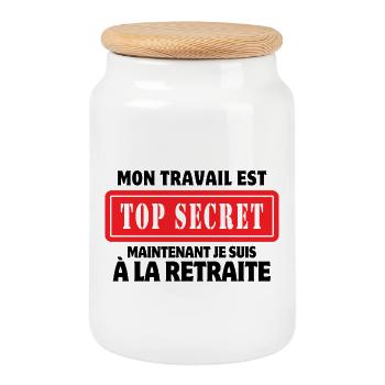 retraite, je suis retraitée, je suis retraité - Boîte à biscuits avec couvercle en bois - blanc - Devant