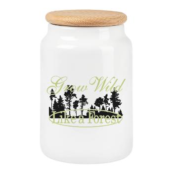 Wachsen wie ein Wald - Naturmotiv - Keksdose mit Holzdeckel - Weiß - Vorne