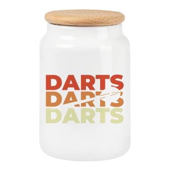 Dart Retro Look - Cookie Jar with Wooden Lid - white - Front