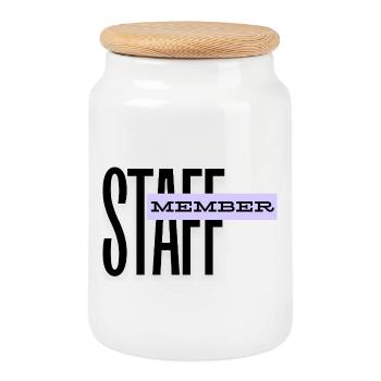 STAFF Member - Team Personnel - ORGA - Staff - Cookie Jar with Wooden Lid - white - Front