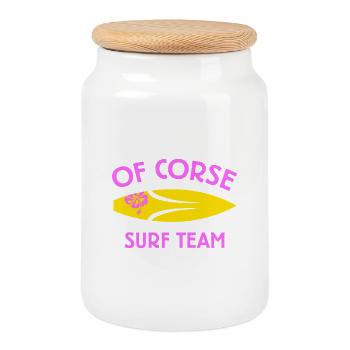 VON CORSE SURF TEAM gelb - Keksdose mit Holzdeckel - Weiß - Vorne