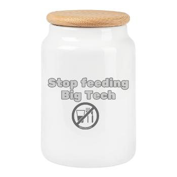 Arrêtez de nourrir les géants de la technologie - Conception de protestation contre la protection de la vie privée - Boîte à biscuits avec couvercle en bois - blanc - Devant