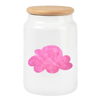 rosa Wolke Flausch Pelz Himmel kuschelig pink - Keksdose mit Holzdeckel - Weiß - Vorne