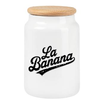 La banane - Boîte à biscuits avec couvercle en bois - blanc - Devant