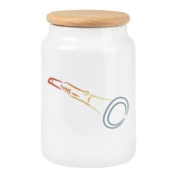 Dessin à la clarinette - Boîte à biscuits avec couvercle en bois - blanc - Devant