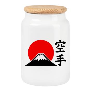 Fuji-San - Cookie Jar with Wooden Lid - white - Front
