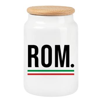 🇮🇹 ROM – Minimalist city shirt in Italy- - Cookie Jar with Wooden Lid - white - Front