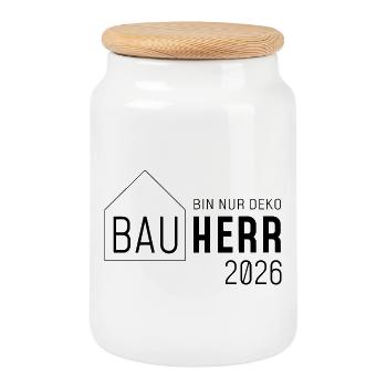 Builder 2026 - Je ne suis qu’une décoration ! - Boîte à biscuits avec couvercle en bois - blanc - Devant