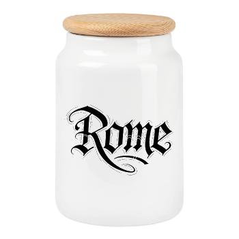 Rome - Cookie Jar with Wooden Lid - white - Front