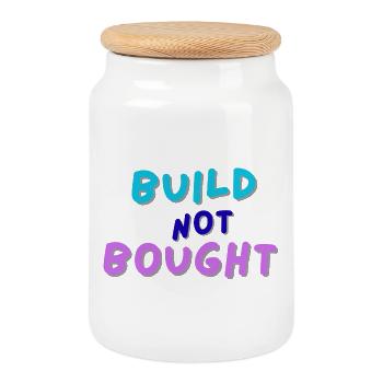 Typographie inspirante non achetée - Boîte à biscuits avec couvercle en bois - blanc - Devant