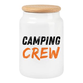 Camping crew - Keksdose mit Holzdeckel - Weiß - Vorne