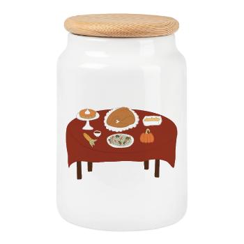 Thanksgiving-Fest Illustration - Keksdose mit Holzdeckel - Weiß - Vorne