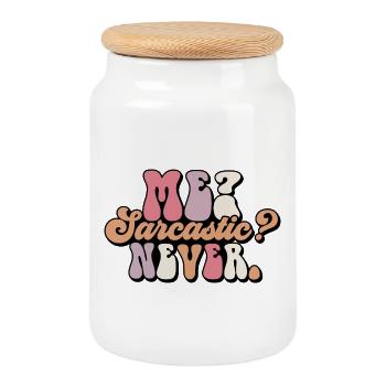 Harmless Sarcasm Text Design - Cookie Jar with Wooden Lid - white - Front
