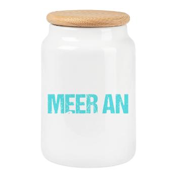 Sea on Head from North Sea Hamburg North German Coast - Cookie Jar with Wooden Lid - white - Front