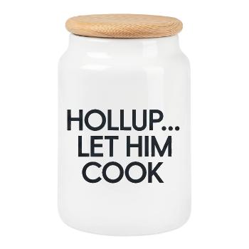 Humorvolles Kochen Callout Meme Design - Keksdose mit Holzdeckel - Weiß - Vorne