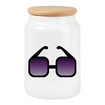 Schwarze Sonnenbrille mit Farbverlauf - Keksdose mit Holzdeckel - Weiß - Vorne