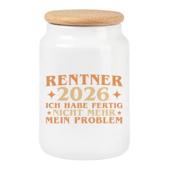 Rentner 2026 Abschied Arbeitskollege Ruhestand - Keksdose mit Holzdeckel - Weiß - Vorne