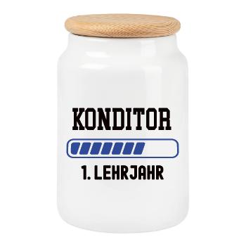 Ausbildung Konditor 1. Lehrjahr Konditorausbildung - Keksdose mit Holzdeckel - Weiß - Vorne
