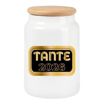 AUNT 2026 BABY ANNOUNCEMENT - Cookie Jar with Wooden Lid - white - Front