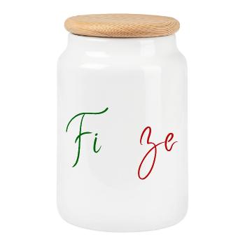 Ich liebe Florence, elegantes minimalistisches Design - Keksdose mit Holzdeckel - Weiß - Vorne