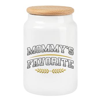 Mommy's Favorite Mom's Darling Son Daughter - Cookie Jar with Wooden Lid - white - Front