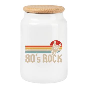 Musique rock des années 80 Fête à thème de groupe de métal des années 1980 - Boîte à biscuits avec couvercle en bois - blanc - Devant
