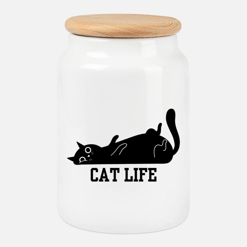Minimal Abstract Line Sketch - Cookie Jar with Wooden Lid - white